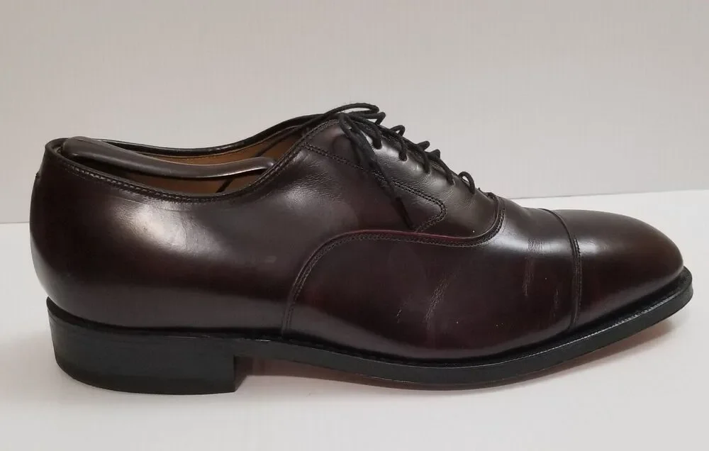 Johnston & Murphy MELTON Burgundy Cap Toe Calfskin Oxford Shoe Size 7.5 USA Made
